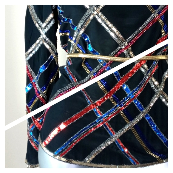 Argenti Tops - "ARGENTI" VinTage 100% Silk Sequins & Beads Cocktail Top